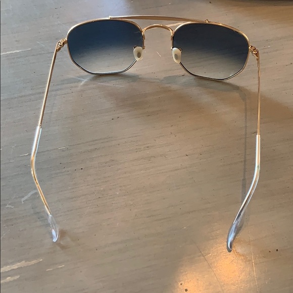 Gold Rimmed RayBans with Blue Lenses - Picture 3 of 5